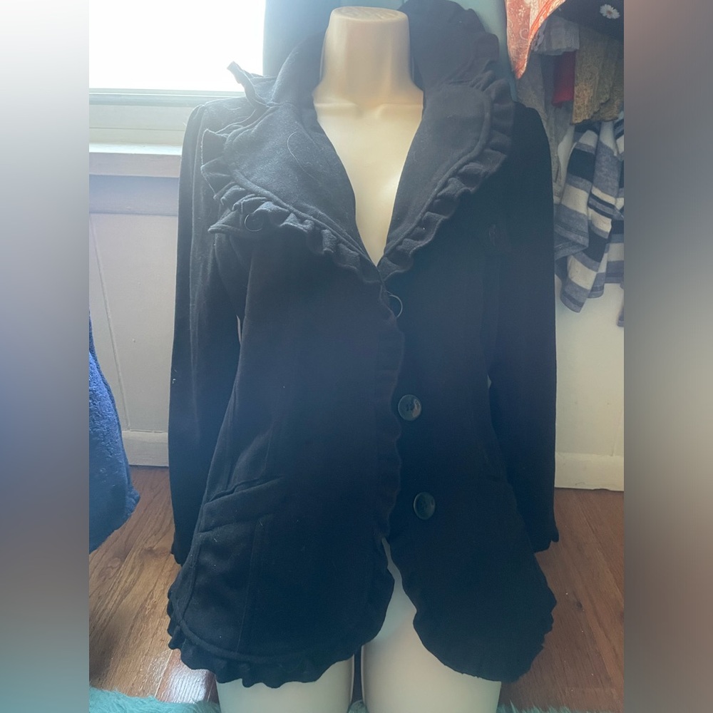 Anthropologie Luii Black Buttoned Jacket Size Large